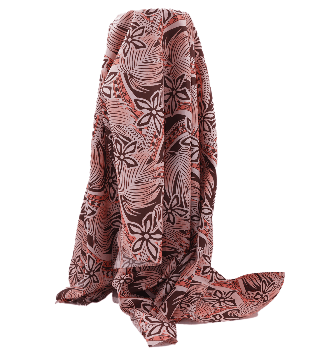 POLYESTER / COTTON PACIFIC PRINT $3.00P/M - Pink &amp; maroon - The Fabric Shop