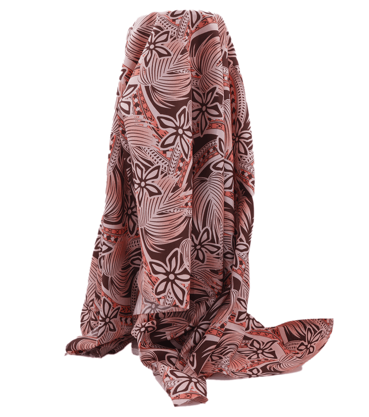 POLYESTER / COTTON PACIFIC PRINT $3.00P/M - Pink &amp; maroon - The Fabric Shop
