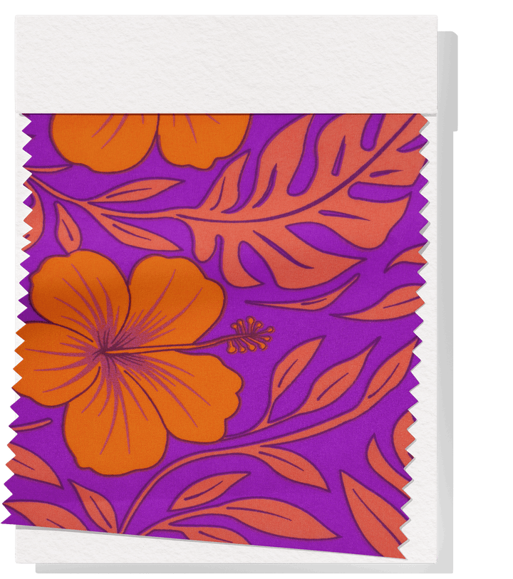 POLYESTER / COTTON PACIFIC PRINT $3.00P/M - Purple &amp; Orange - The Fabric Shop