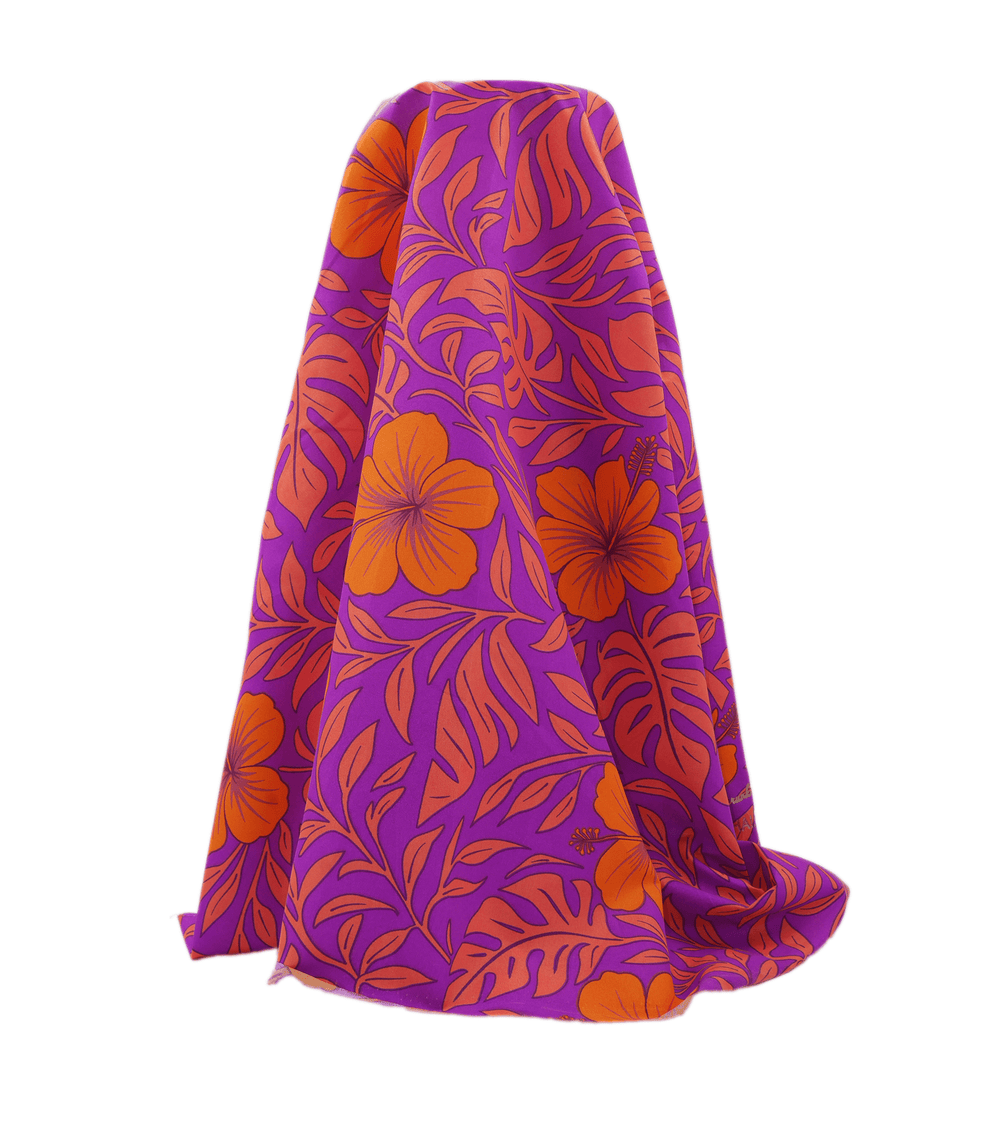 POLYESTER / COTTON PACIFIC PRINT $3.00P/M - Purple & Orange - The Fabric Shop
