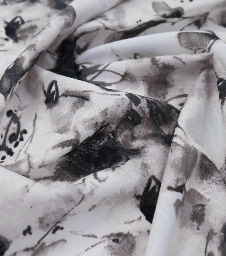 Printed Cotton Linen $16.00p/m - Ink Bloom Field