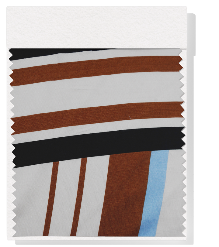 PRINTED RAYON/BAMBOO $16.00 P/M - Chestnut Sky Stripe