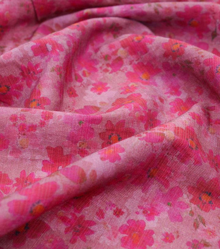 Printed Rayon/Cotton $16.00p/m - Raspberry Meadow