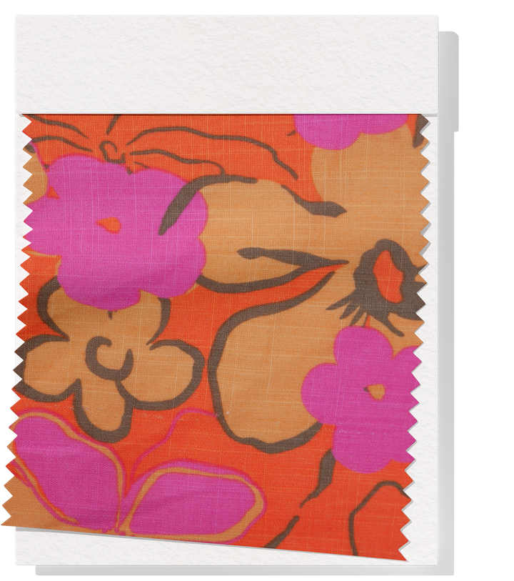PRINTED LINEN/ COTTON $16.00 P/M - Sunset Coral