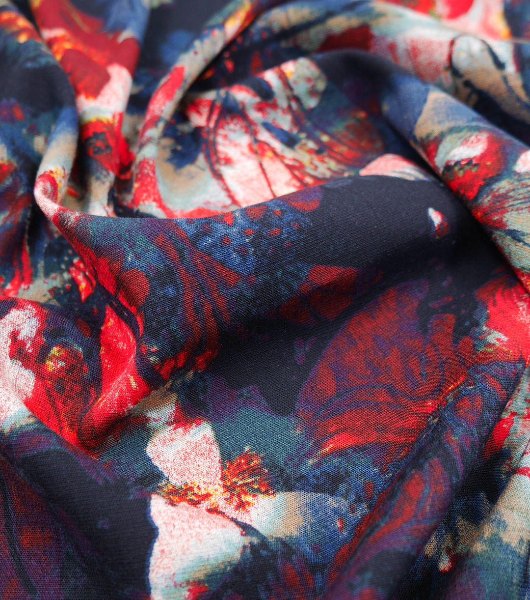 PRINTED LINEN/ COTTON $16.00 P/M - Moody Midnight Blooms
