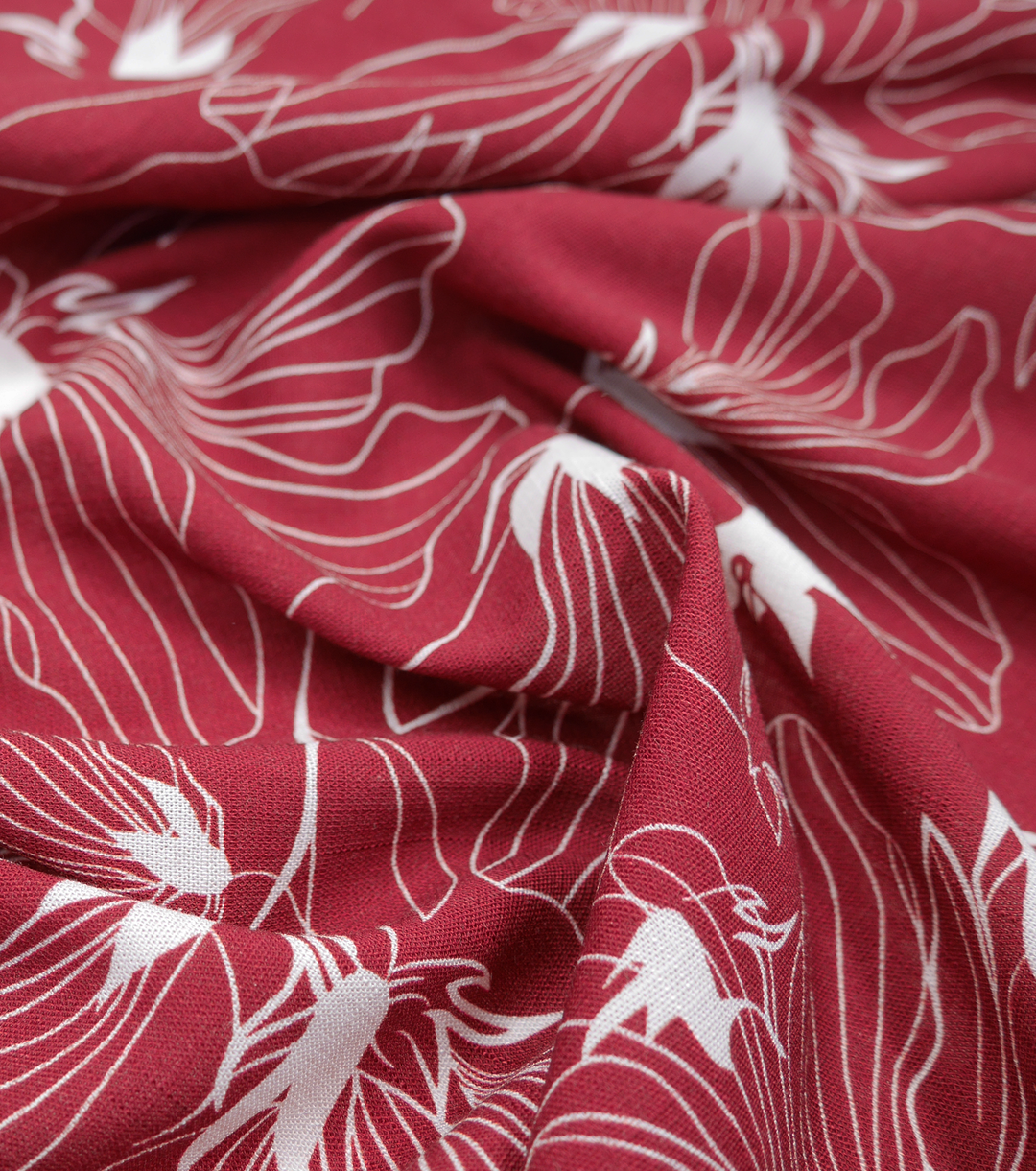 PRINTED LINEN/ COTTON $16.00 P/M - Crimson Lily