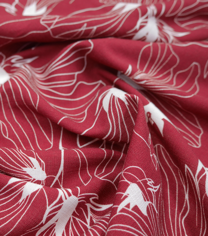 PRINTED LINEN/ COTTON $16.00 P/M - Crimson Lily