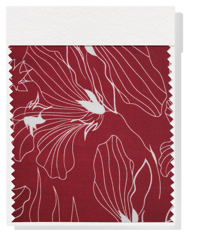 PRINTED LINEN/ COTTON $16.00 P/M - Crimson Lily