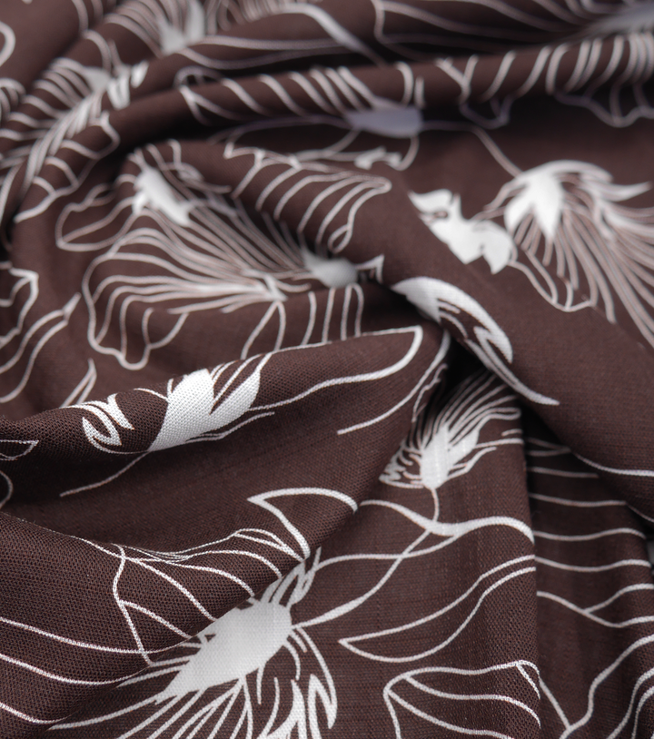PRINTED LINEN/ COTTON $16.00 P/M - Espresso Lily