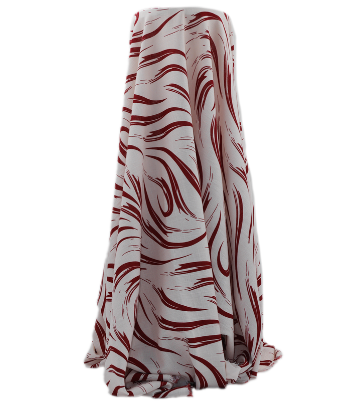 PRINTED LINEN/ COTTON $16.00 P/M - Burgundy Brushstroke