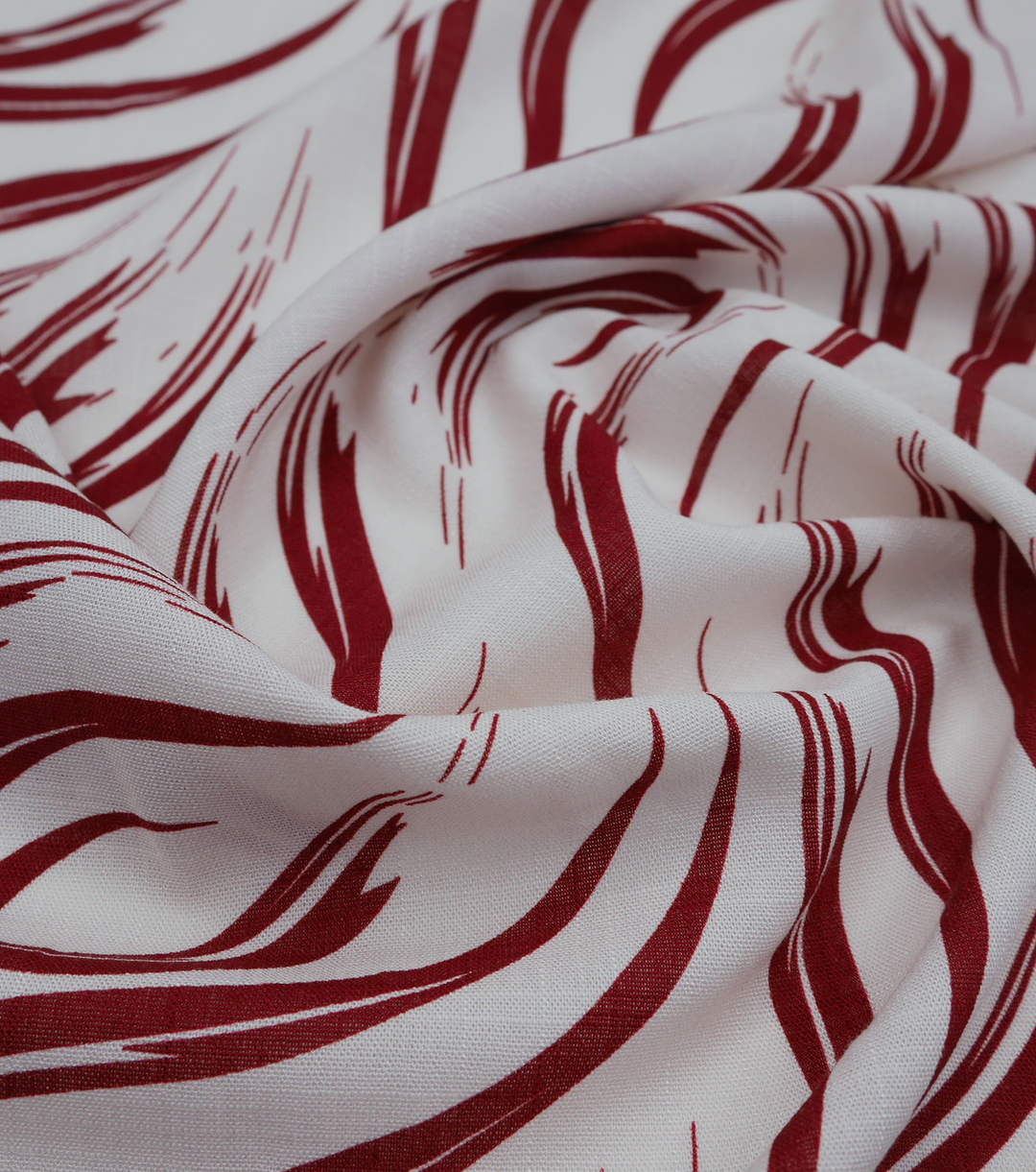 PRINTED LINEN/ COTTON $16.00 P/M - Burgundy Brushstroke