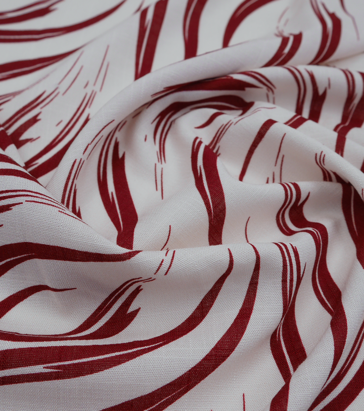 PRINTED LINEN/ COTTON $16.00 P/M - Burgundy Brushstroke