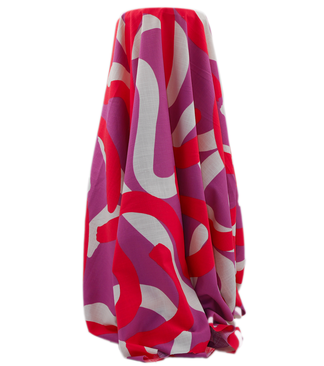 PRINTED LINEN/ COTTON $16.00 P/M - Raspberry Ribbon