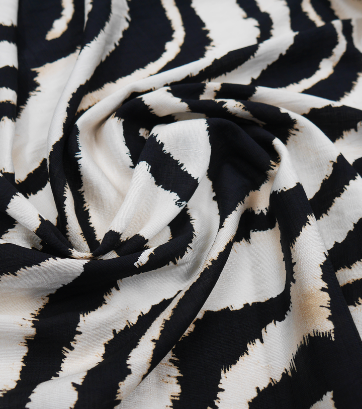 PRINTED RAYON/BAMBOO $16.00 P/M - Ivory Zebra