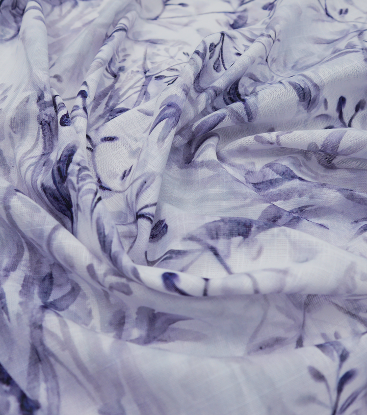 Printed Cotton Linen $16.00p/m - Lavender Mist Vine