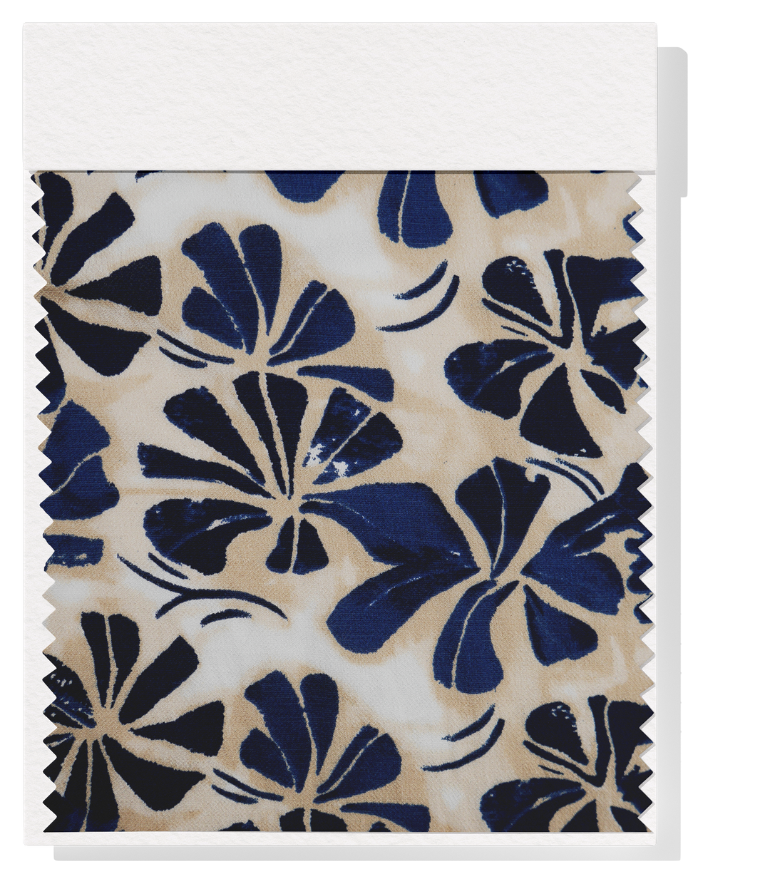Printed Bamboo / cotton $18.00p/m - Natural Indigo Bloom