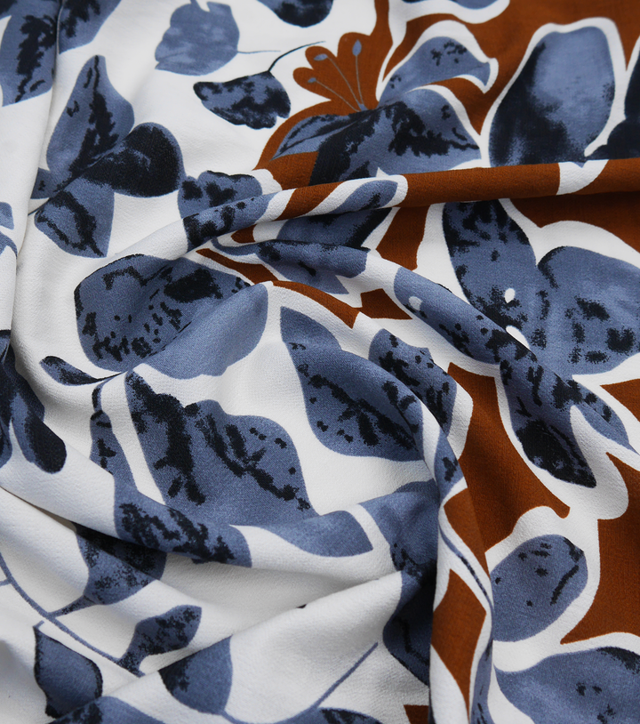 Printed Cotton/Rayon $18.00 p/m - Winter Blue Blossom