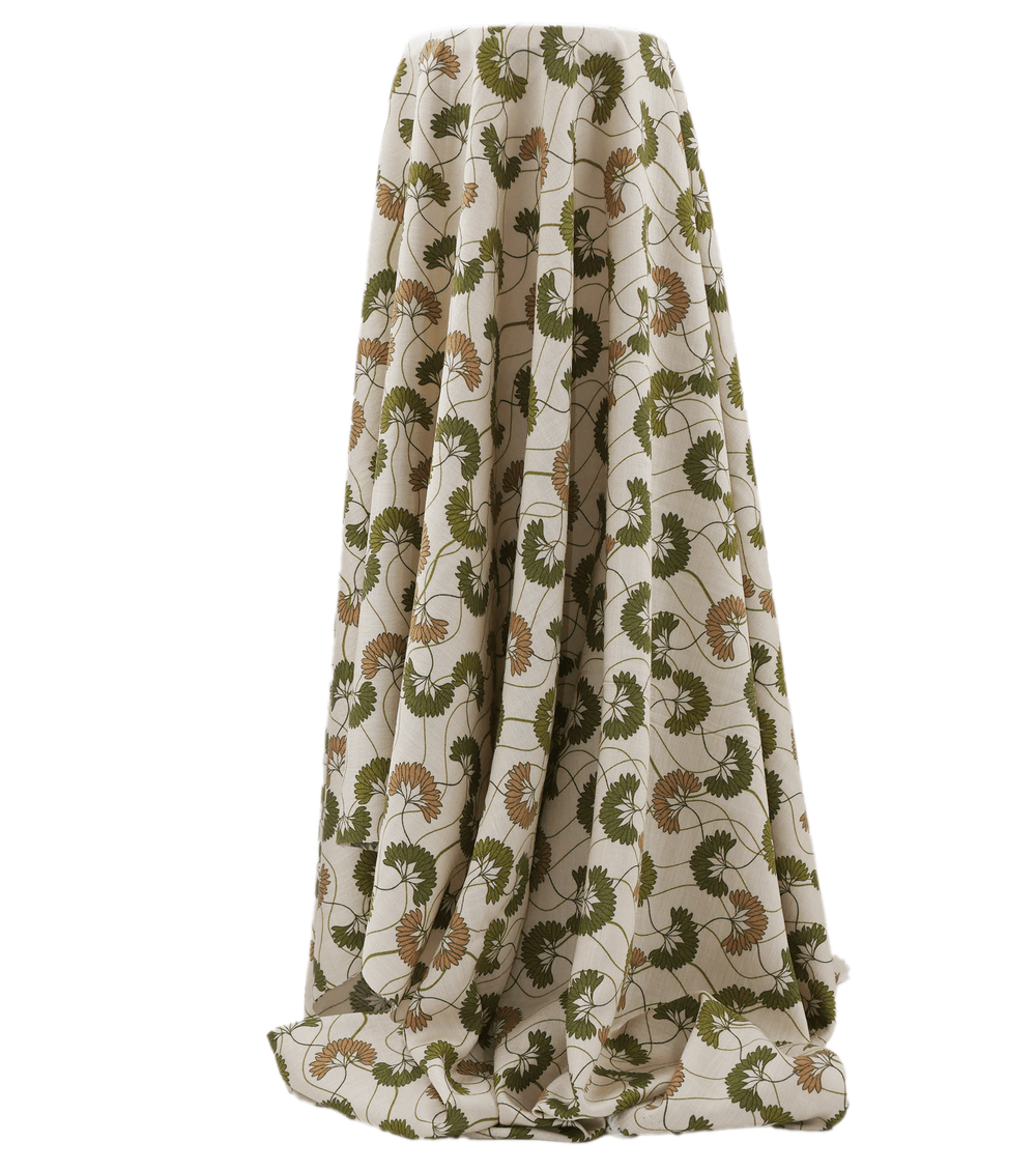 Printed Bamboo Cotton $16.00p/m - Fan Flower Green - The Fabric Shop