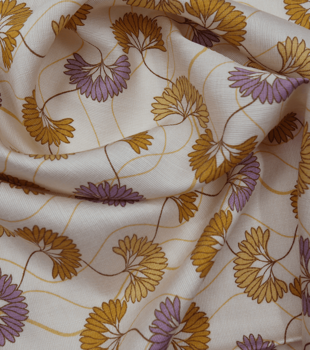 Printed Bamboo Cotton $16.00p/m - Fan Flower Purple - The Fabric Shop