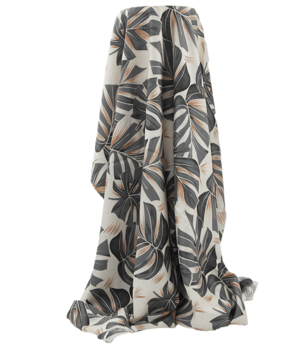 Printed Bamboo Cotton $16.00p/m - Monstera Leaf Black - The Fabric Shop
