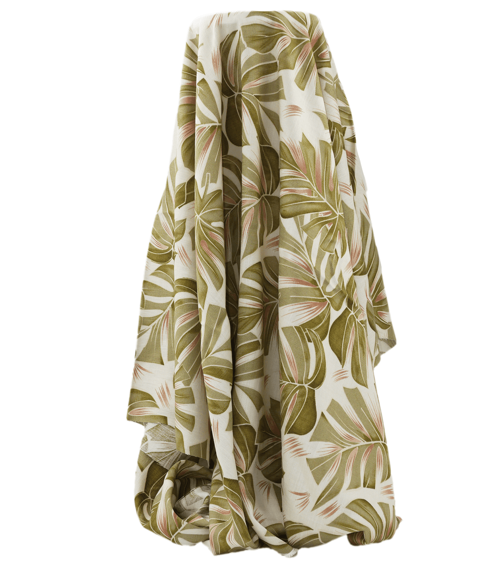 Printed Bamboo Cotton $16.00p/m - Monstera Leaf Green - The Fabric Shop