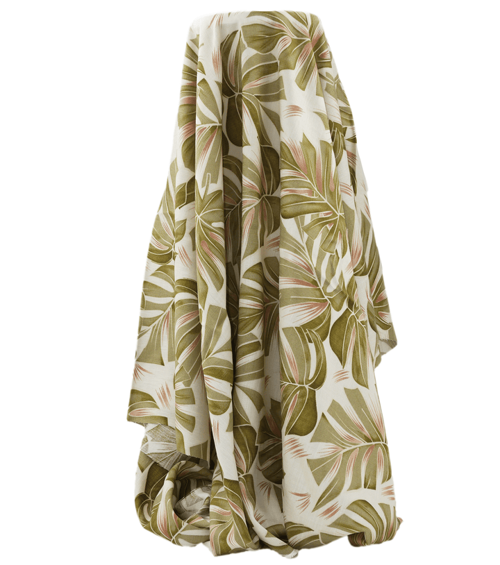 Printed Bamboo Cotton $16.00p/m - Monstera Leaf Green - The Fabric Shop