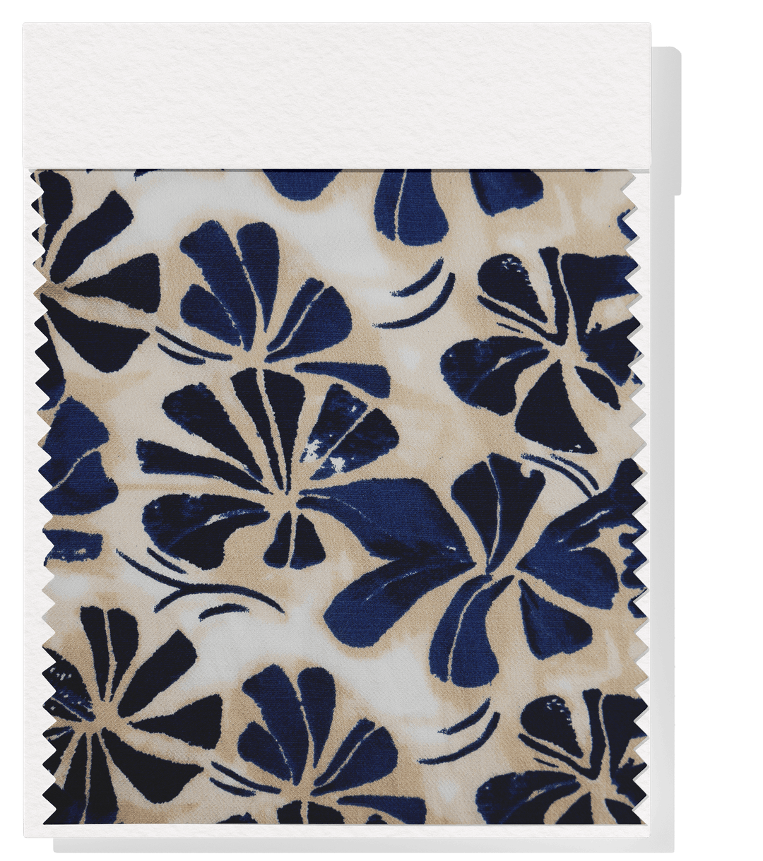 Printed Bamboo / cotton $18.00p/m - Natural Indigo Bloom - The Fabric Shop