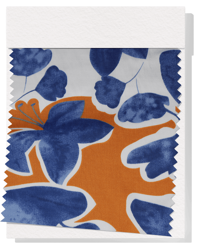 PRINTED COTTON/RAYON $18.00 P/M - Autumn Blue blossom - The Fabric Shop