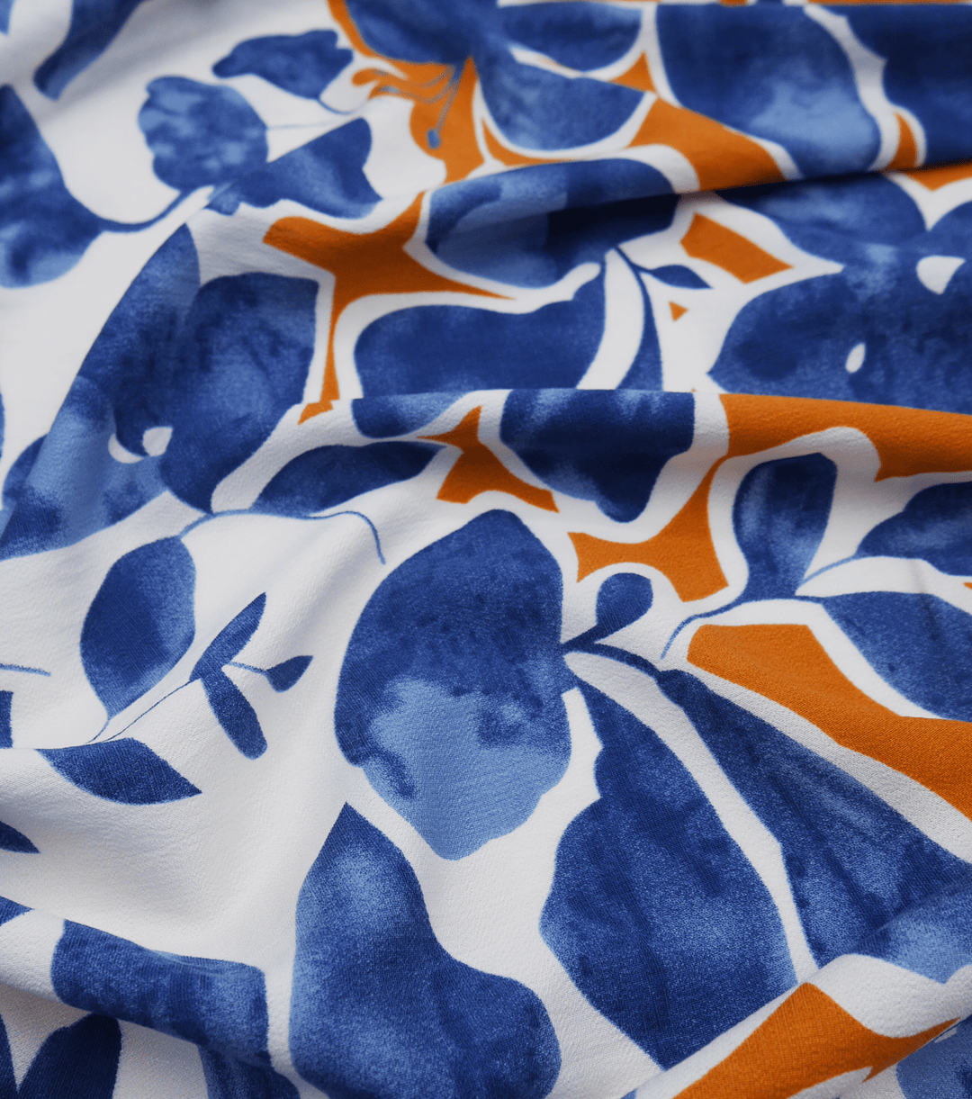 PRINTED COTTON/RAYON $18.00 P/M - Autumn Blue blossom - The Fabric Shop