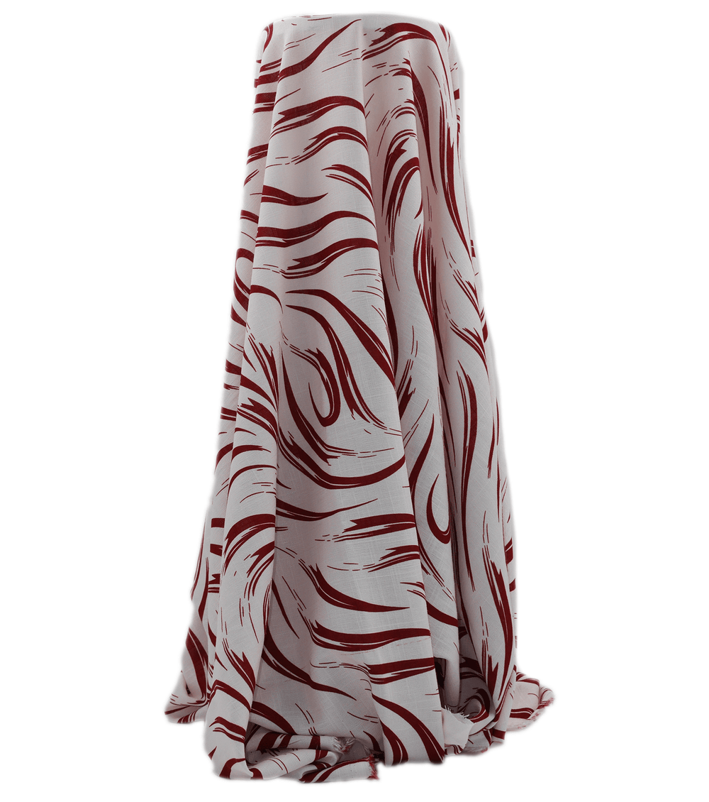 PRINTED LINEN/ COTTON $16.00 P/M - Burgundy Brushstroke - The Fabric Shop