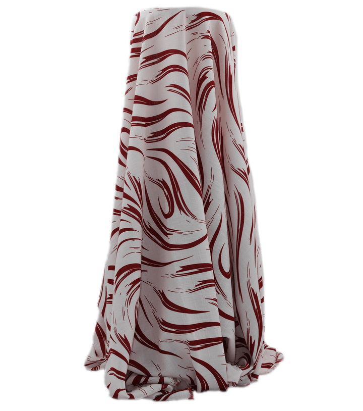 PRINTED LINEN/ COTTON $16.00 P/M - Burgundy Brushstroke - The Fabric Shop