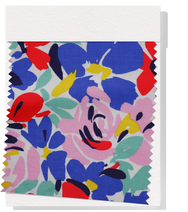 PRINTED LINEN/ COTTON $16.00 P/M - Cobalt Garden - The Fabric Shop