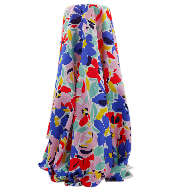 PRINTED LINEN/ COTTON $16.00 P/M - Cobalt Garden - The Fabric Shop