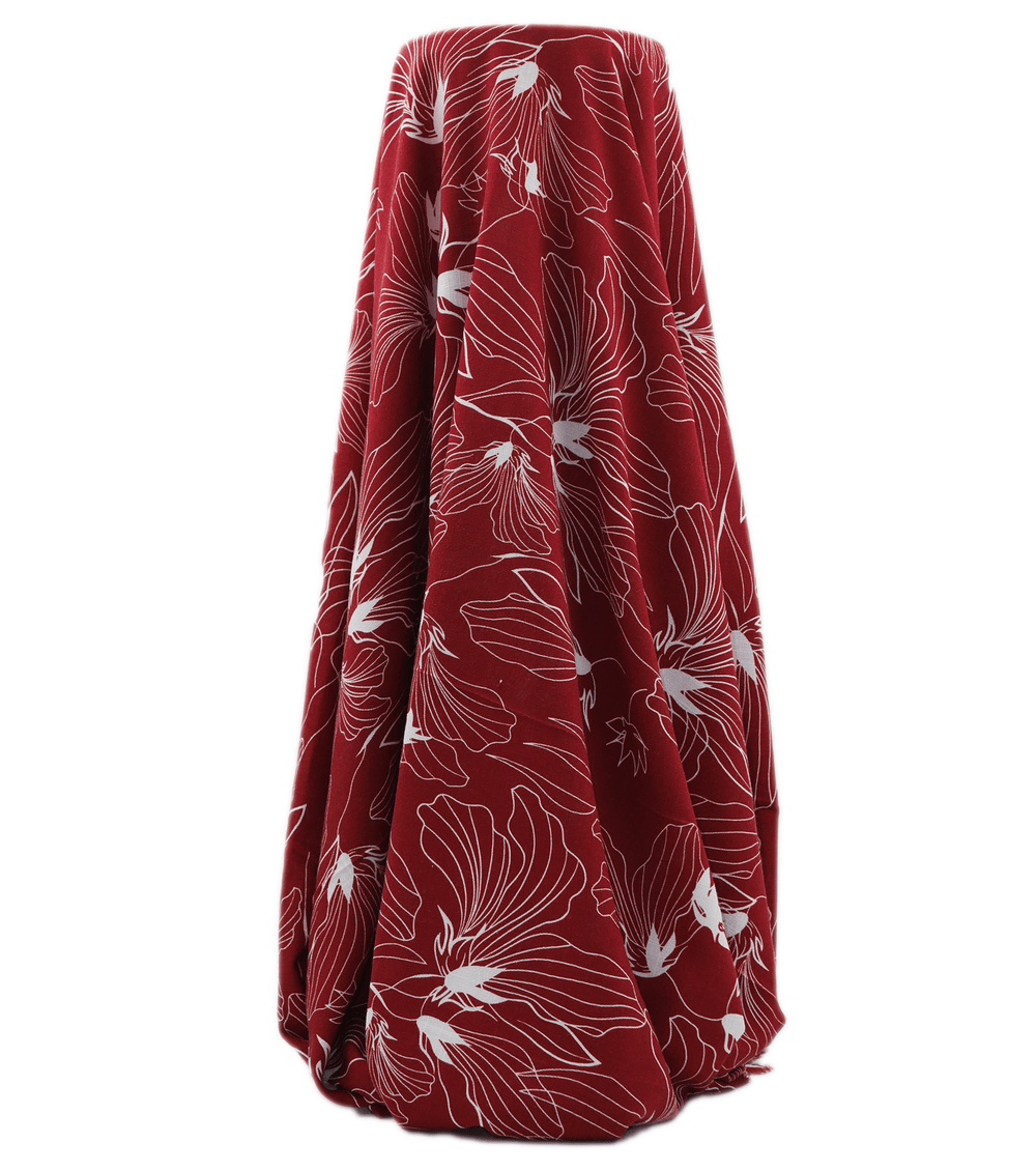 PRINTED LINEN/ COTTON $16.00 P/M - Crimson Lily - The Fabric Shop