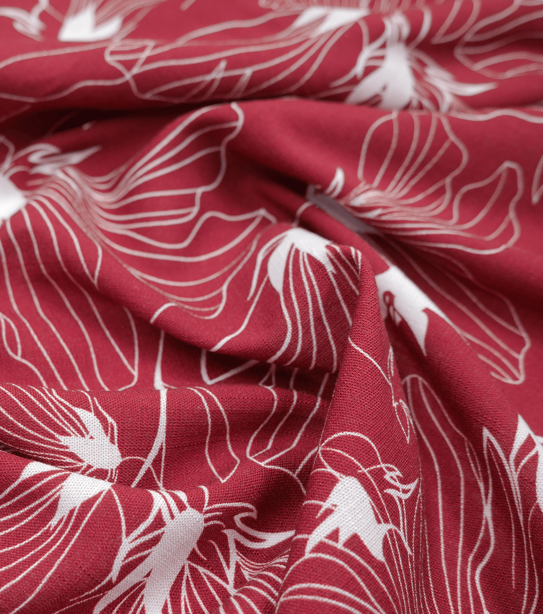 PRINTED LINEN/ COTTON $16.00 P/M - Crimson Lily - The Fabric Shop