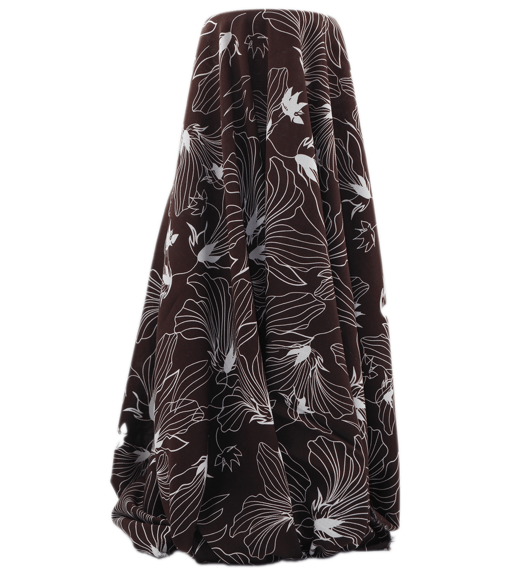 PRINTED LINEN/ COTTON $16.00 P/M - Espresso Lily - The Fabric Shop