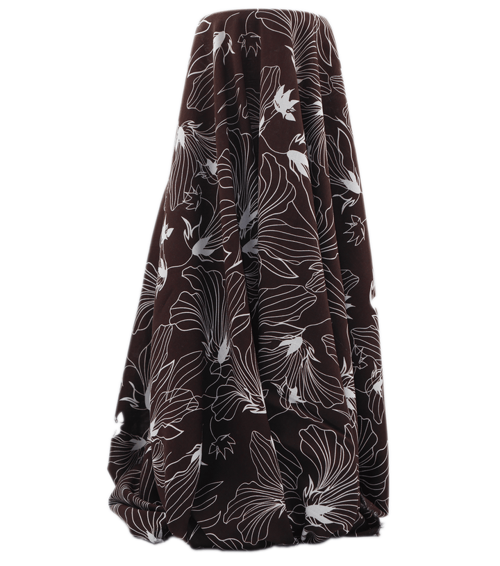 PRINTED LINEN/ COTTON $16.00 P/M - Espresso Lily - The Fabric Shop