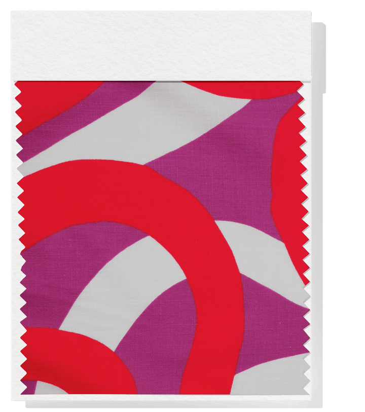 PRINTED LINEN/ COTTON $16.00 P/M - Raspberry Ribbon - The Fabric Shop