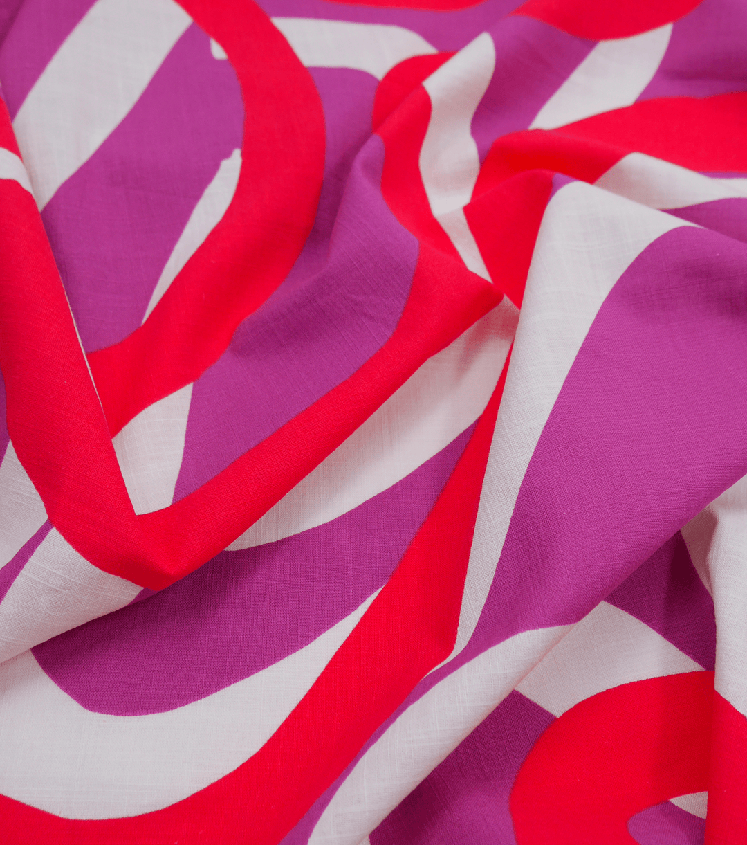 PRINTED LINEN/ COTTON $16.00 P/M - Raspberry Ribbon - The Fabric Shop