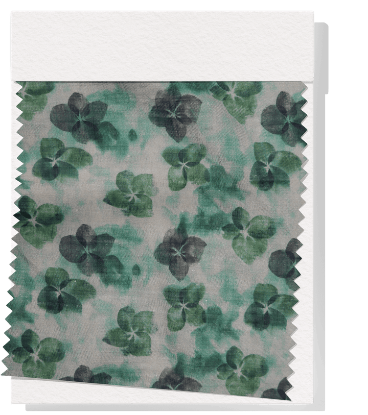 PRINTED LINEN/ COTTON $18.00 P/M - Sage Clover Bloom - The Fabric Shop