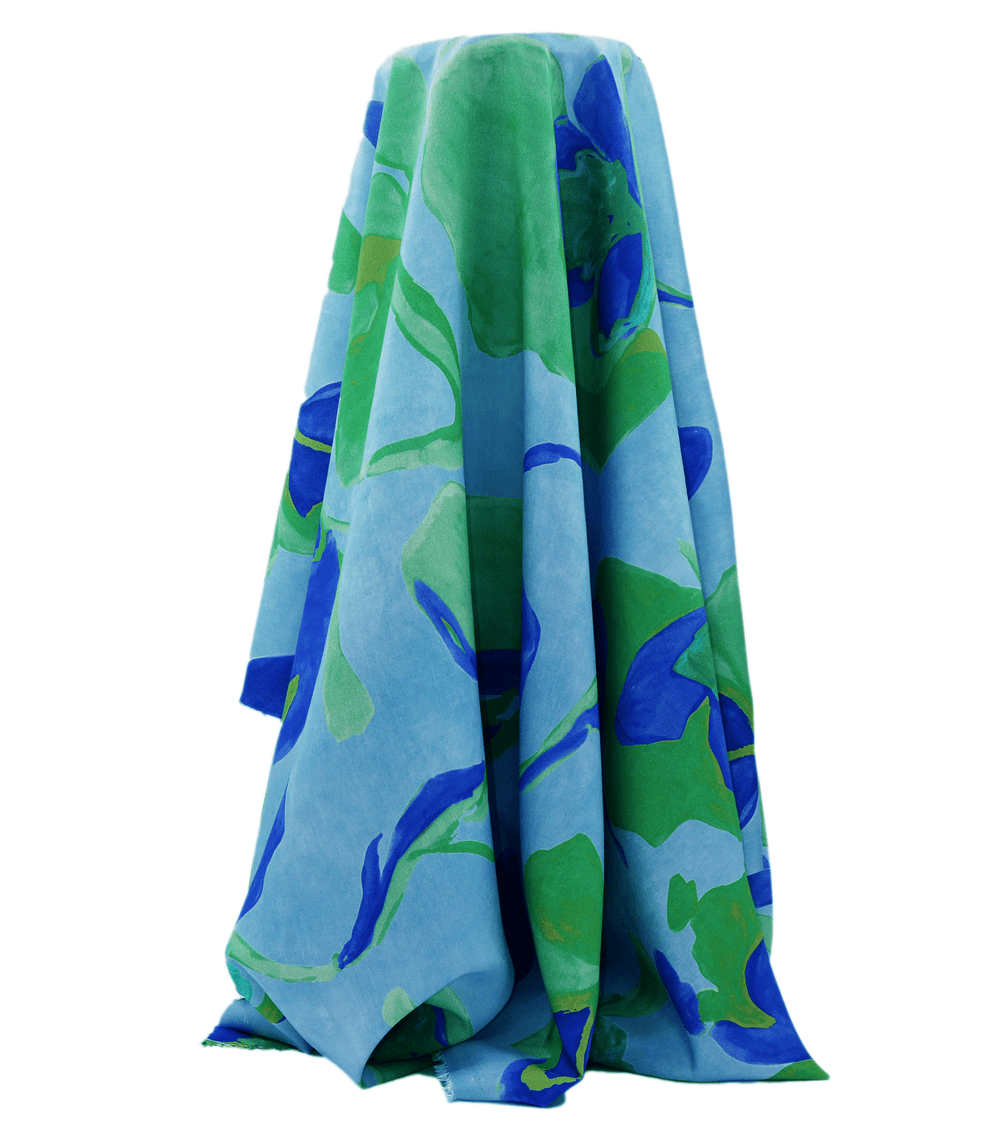 Printed Nylon/Rayon $18.00p/m - Zarah Blue - The Fabric Shop