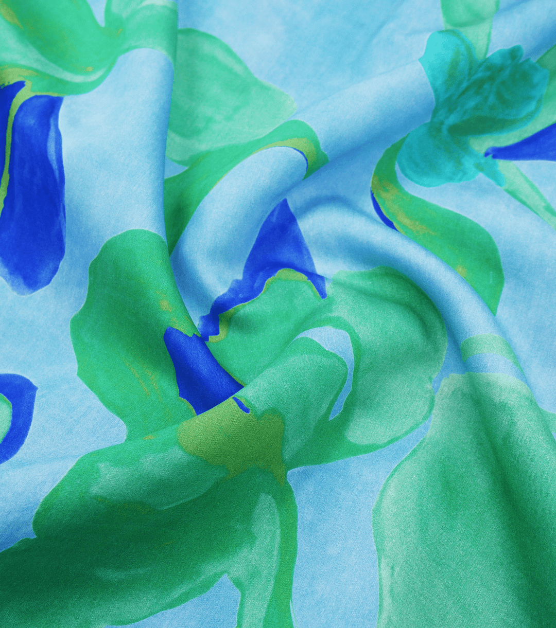 Printed Nylon/Rayon $18.00p/m - Zarah Blue - The Fabric Shop