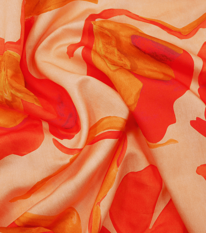 Printed Nylon/Rayon $18.00p/m - Zarah Orange - The Fabric Shop