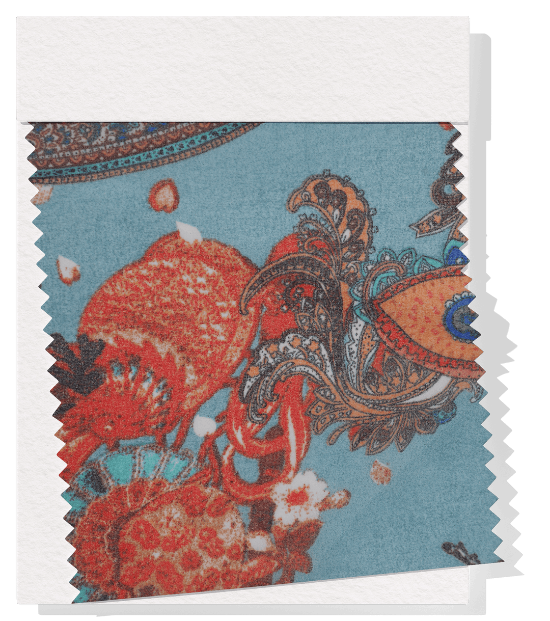 PRINTED POLYESTER $5.00P/M - Coral Paisley Garden - The Fabric Shop