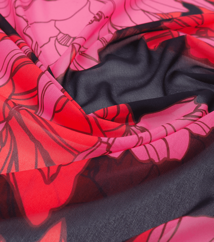PRINTED POLYESTER $5.00P/M - Electric Peony - The Fabric Shop
