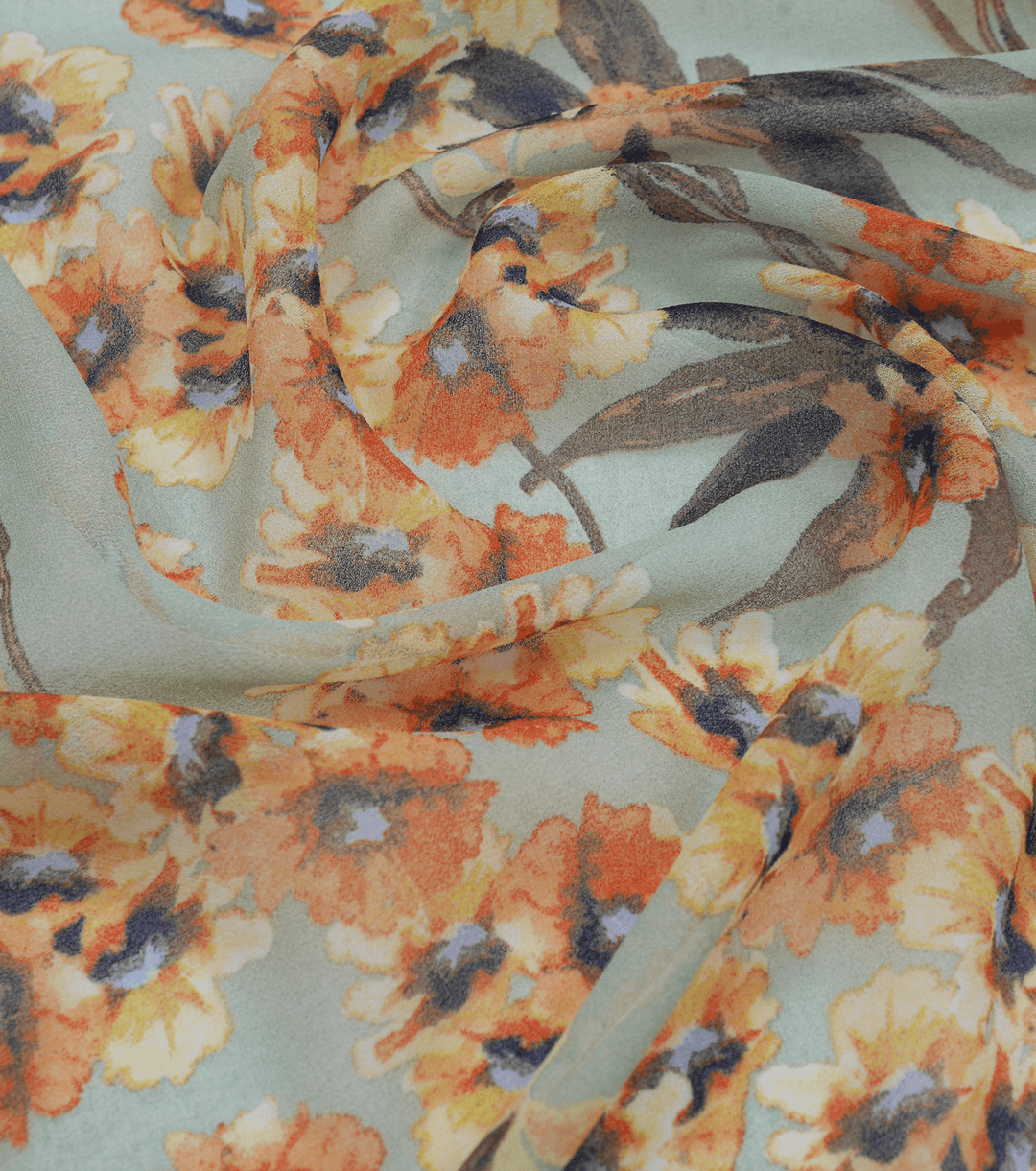 Printed Polyester $5.00p/m - Golden Meadow Bloom - The Fabric Shop