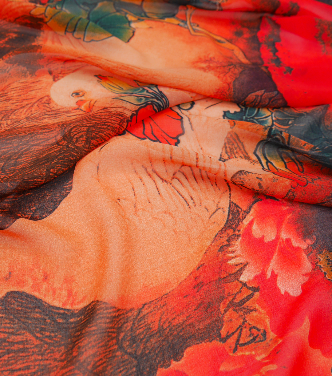Printed Polyester $5.00p/m - Sunset Aviary - The Fabric Shop