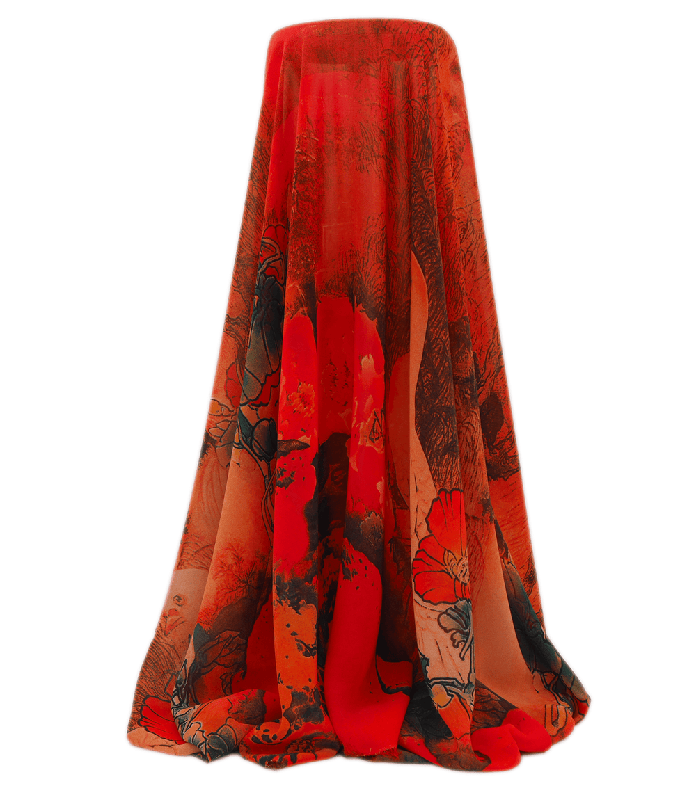 Printed Polyester $5.00p/m - Sunset Aviary - The Fabric Shop