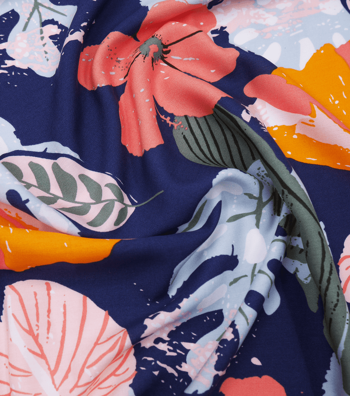 Printed Rayon $12.00p/m - Elsie Navy - The Fabric Shop