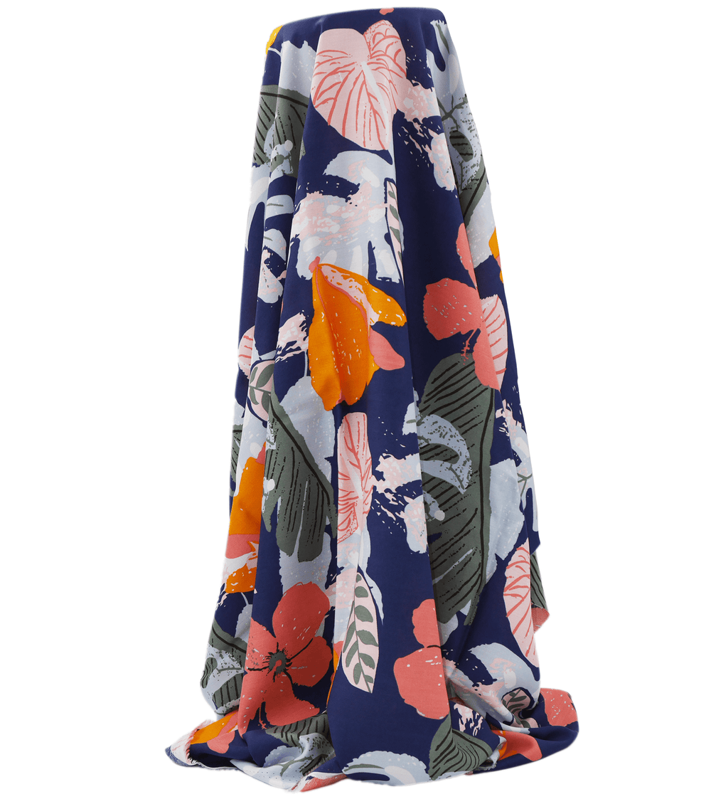 Printed Rayon $12.00p/m - Elsie Navy - The Fabric Shop